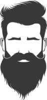 silhouette barbe cheveux moustache homme seulement noir Couleur seulement vecteur