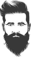 silhouette barbe cheveux moustache homme seulement noir Couleur seulement vecteur