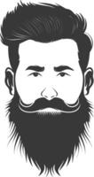 silhouette barbe cheveux moustache homme seulement noir Couleur seulement vecteur