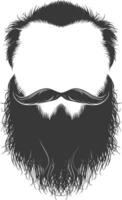 silhouette barbe cheveux moustache homme seulement noir Couleur seulement vecteur