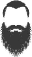 silhouette barbe cheveux moustache homme seulement noir Couleur seulement vecteur