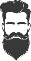 silhouette barbe cheveux moustache homme seulement noir Couleur seulement vecteur