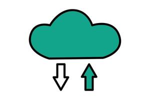 nuage Télécharger icône. nuage avec La Flèche. icône en relation à information technologie. plat ligne icône style. La technologie élément illustration vecteur