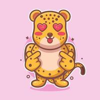 kawaii guépard animal personnage mascotte avec l'amour signe main geste isolé dessin animé vecteur