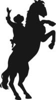 cow-boy silhouette avec cheval et corde. illustration conception. vecteur