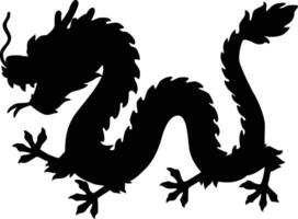 chinois dragon silhouette, chinois zodiaque, horoscope symbole sur blanc Contexte. isolé noir silhouette. vecteur
