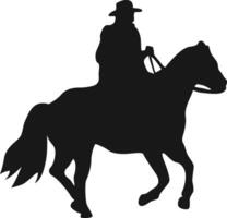 cow-boy silhouette avec cheval et corde. illustration conception. vecteur