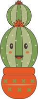 kawaii dessin animé mis en pot cactus sur blanc Contexte. isolé illustration vecteur