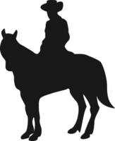 cow-boy silhouette avec cheval et corde. illustration conception. vecteur