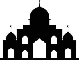 isolé noir silhouette de mosquée. eid moubarak. illustration sur blanc Contexte. vecteur