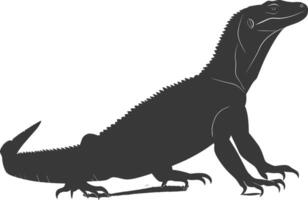 silhouette comodo dragon reptile animal noir Couleur seulement plein corps vecteur