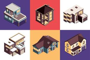 concept isométrique de maisons de banlieue vecteur