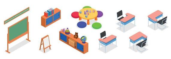 ensemble de mobilier scolaire vecteur