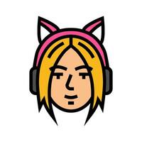 femme avatar otaku Couleur icône illustration vecteur