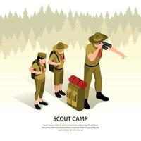 fond isométrique du camp scout vecteur