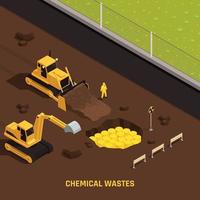 composition des risques biologiques de la pollution chimique nucléaire des déchets toxiques isométriques vecteur