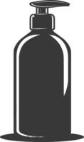 silhouette main désinfectant bouteille noir Couleur seulement vecteur