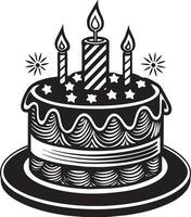 anniversaire gâteau avec bougies illustration isolé sur blanc Contexte vecteur