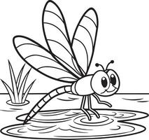 illustration de une libellule noir et blanc vecteur