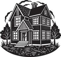 esquisser dessin maison illustration noir et blanc vecteur