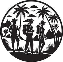 silhouette de une voyageur sur vacances illustration vecteur