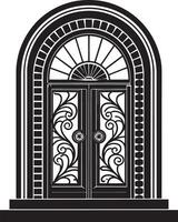 noir et blanc décoratif des portes illustration dans blanc Contexte vecteur
