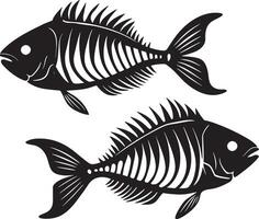 illustration de une poisson des os silhouette noir et blanc vecteur