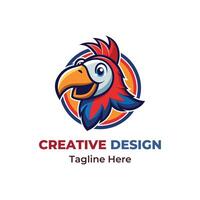 oiseau permanent sur branche mascotte logo conception vectore vecteur