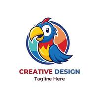 oiseau permanent sur branche mascotte logo conception vectore vecteur