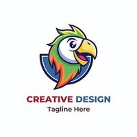 oiseau permanent sur branche mascotte logo conception vectore vecteur