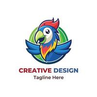 oiseau permanent sur branche mascotte logo conception vectore vecteur