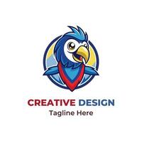 oiseau permanent sur branche mascotte logo conception vectore vecteur