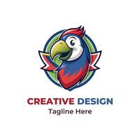 oiseau permanent sur branche mascotte logo conception vectore vecteur