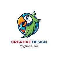 oiseau permanent sur branche mascotte logo conception vectore vecteur