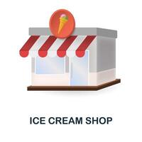la glace crème magasin icône. 3d illustration de petit affaires collection. Créatif la glace crème magasin 3d icône pour la toile conception, modèles, infographie et plus vecteur