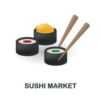 Sushi marché icône. 3d illustration de petit affaires collection. Créatif Sushi marché 3d icône pour la toile conception, modèles, infographie et plus vecteur