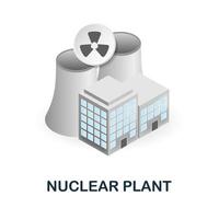 nucléaire plante icône. 3d illustration de climat changement collection. Créatif nucléaire plante 3d icône pour la toile conception, modèles, infographie et plus vecteur