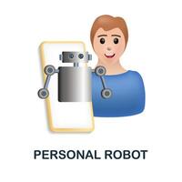 personnel robot icône. 3d illustration de futur La technologie collection. Créatif personnel robot 3d icône pour la toile conception, modèles, infographie et plus vecteur