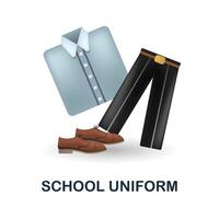 école uniforme icône. 3d illustration de retour à école collection. Créatif école uniforme 3d icône pour la toile conception, modèles, infographie et plus vecteur