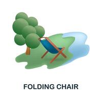 pliant chaise icône. 3d illustration de pêche collection. Créatif pliant chaise 3d icône pour la toile conception, modèles, infographie et plus vecteur