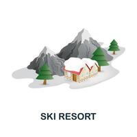ski recours icône. 3d illustration de stations balnéaires collection. Créatif ski recours 3d icône pour la toile conception, modèles, infographie et plus vecteur
