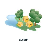 camp icône. 3d illustration de stations balnéaires collection. Créatif camp 3d icône pour la toile conception, modèles, infographie et plus vecteur