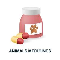 animaux médicaments icône. 3d illustration de Accueil animaux domestiques collection. Créatif animaux médicaments 3d icône pour la toile conception, modèles, infographie et plus vecteur