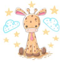 Illustration de dessin animé girafe - personnages de dessins animés. vecteur