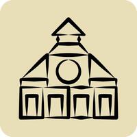 icône église. en relation à ville symbole. main tiré style. Facile conception illustration vecteur
