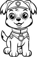 mignonne dessin animé chien habillé comme une police officier. vecteur