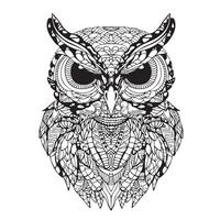 hibou oiseau esquisser main tiré dans griffonnage style illustration vecteur