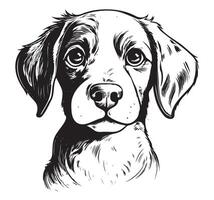 chien, chiot main tiré ligne style illustration vecteur