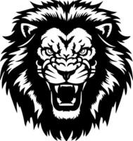 Lion tête noir et blanc logo vecteur