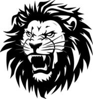 Lion tête logo noir et blanc vecteur